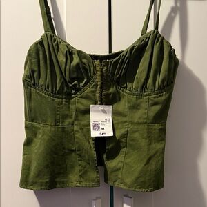 Forever 21 Green Ruched Camisole